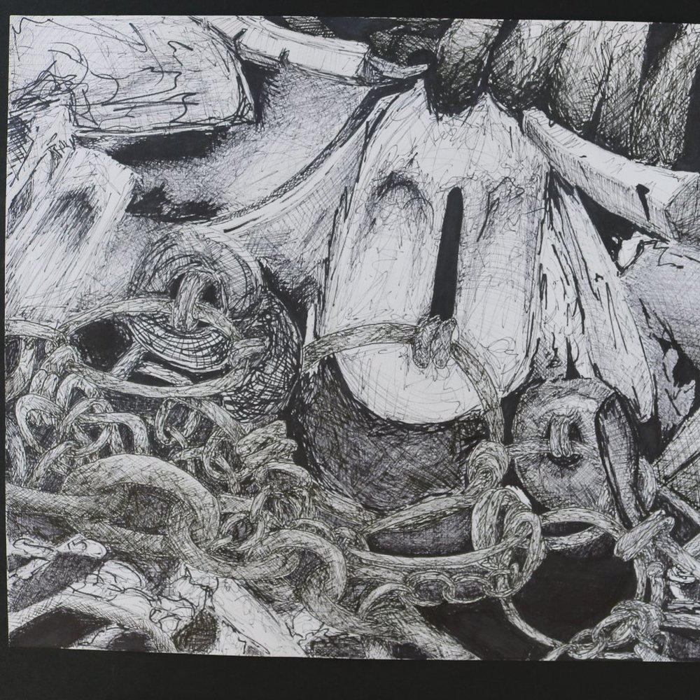 INK DRAWING OF CHAINS ILLUSTRATION